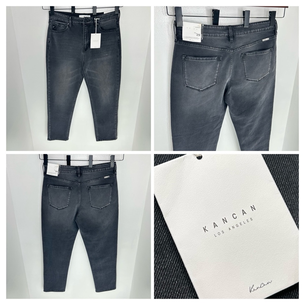 Kancan NWT Washed Black High Rise Mom Jeans Size 11/29 Stretch Denim 32x27 *READ